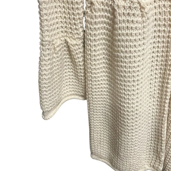 Cream white Button-Up Women's knit crochet Sweater - Picture 5 of 14